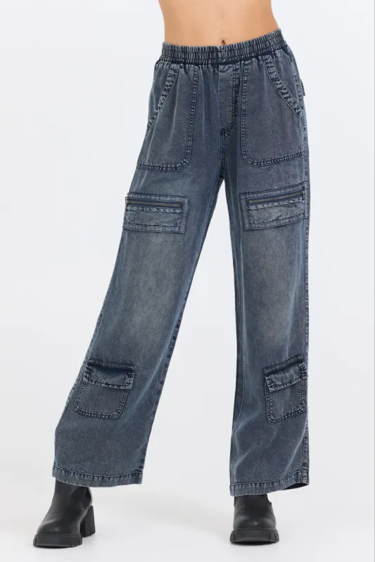 Deep Denim Twill Tencel Cargo W/ Twill Zipper Detail sold by Vintage Havana