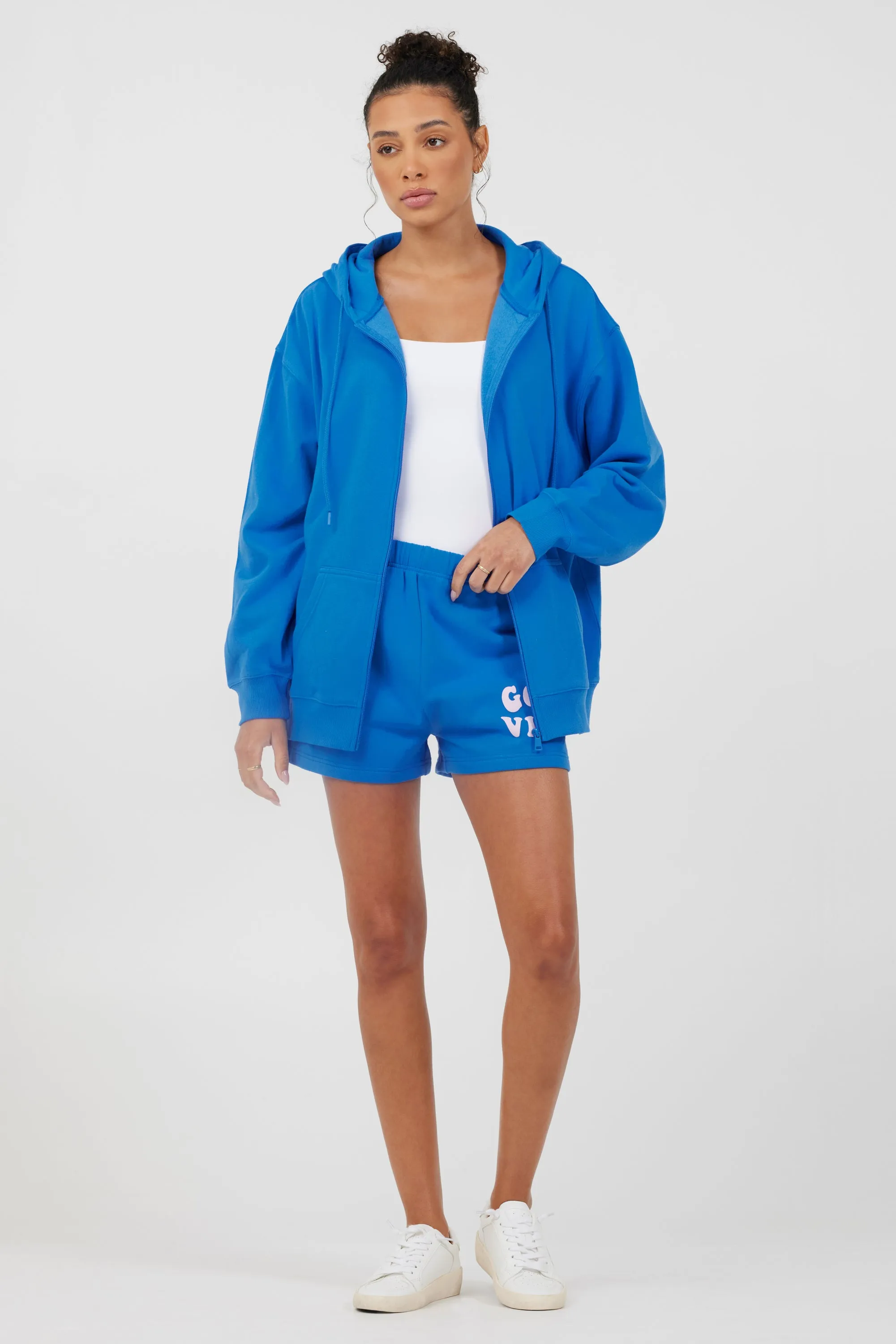 Royal Blue W/ Pink Puff Zip Up Hoodie sold by Vintage Havana product image thumbnail 3