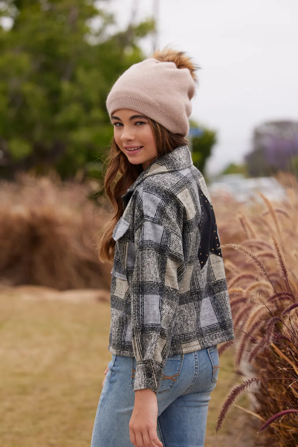 Plaid Shacket w/ Star Applique sold by Vintage Havana product image thumbnail 2