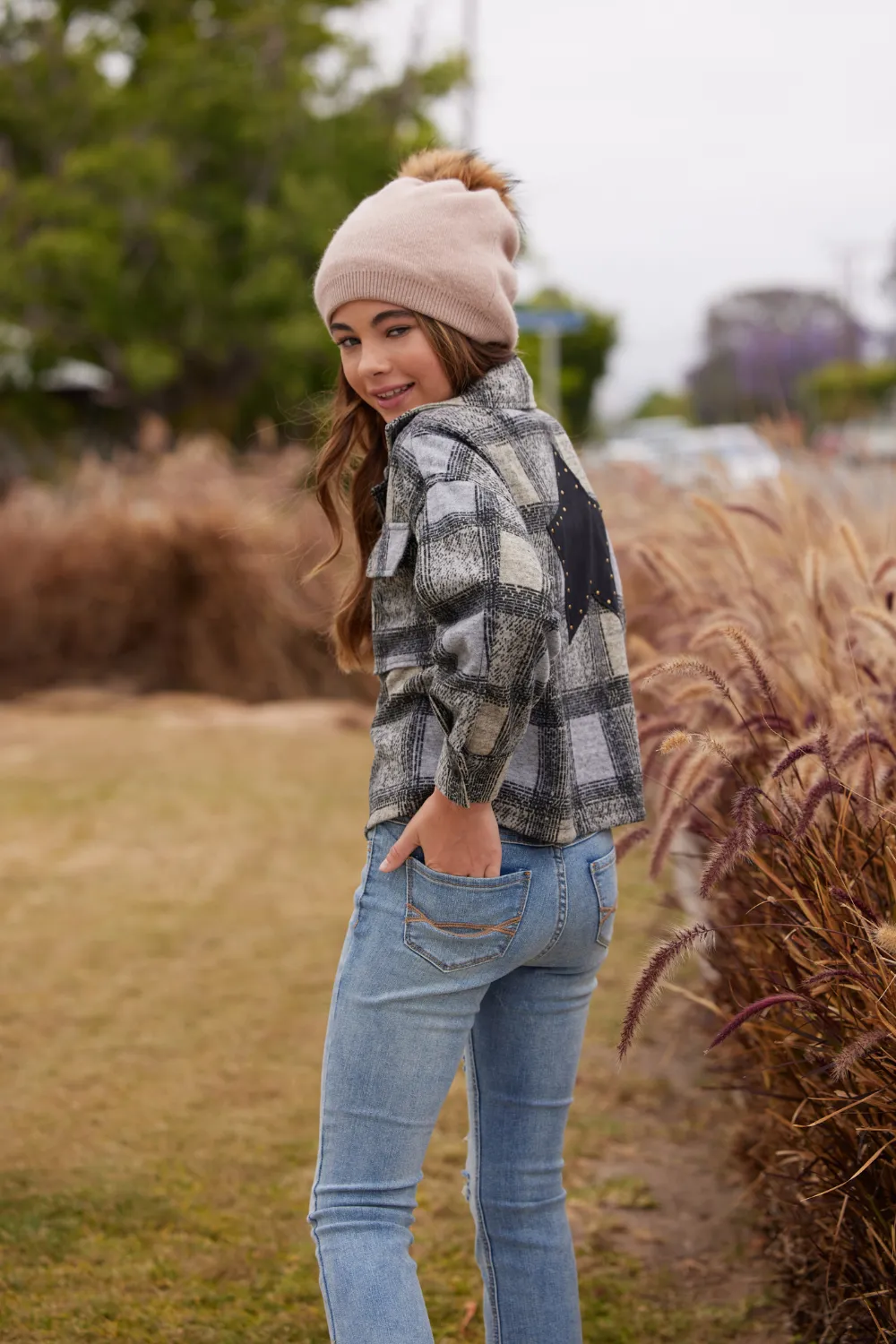 Plaid Shacket w/ Star Applique sold by Vintage Havana product image thumbnail 4