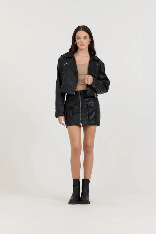 Black Leather Moto Jacket sold by Vintage Havana product image thumbnail 4