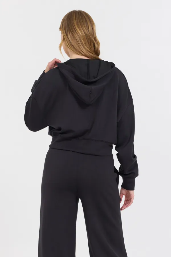Black Cloud Fleece Crop Zip Up sold by Vintage Havana product image thumbnail 2