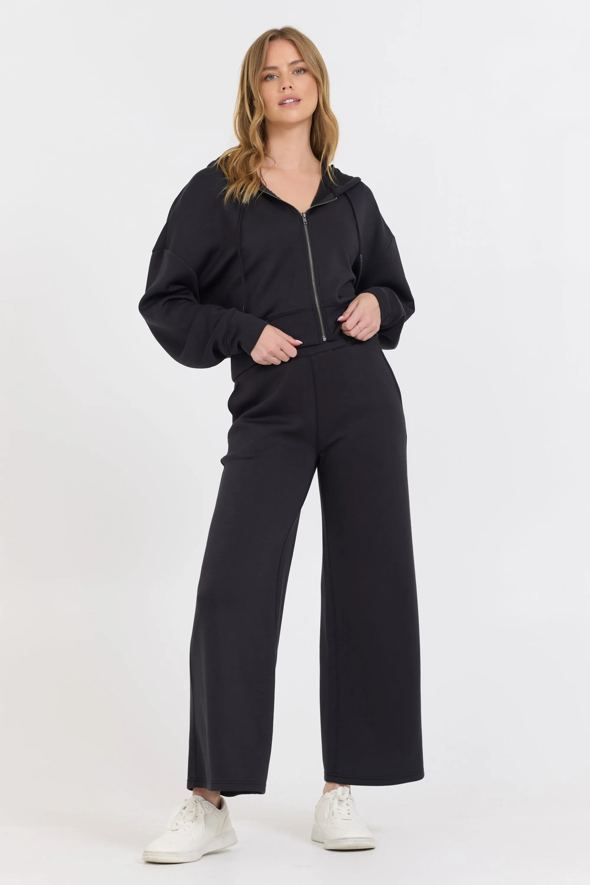 Black Cloud Fleece Crop Zip Up sold by Vintage Havana product image thumbnail 3