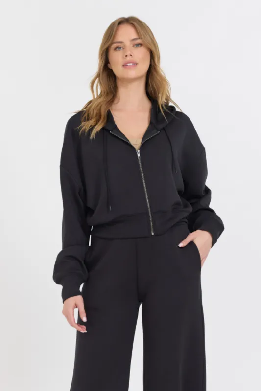 Black Cloud Fleece Crop Zip Up sold by Vintage Havana