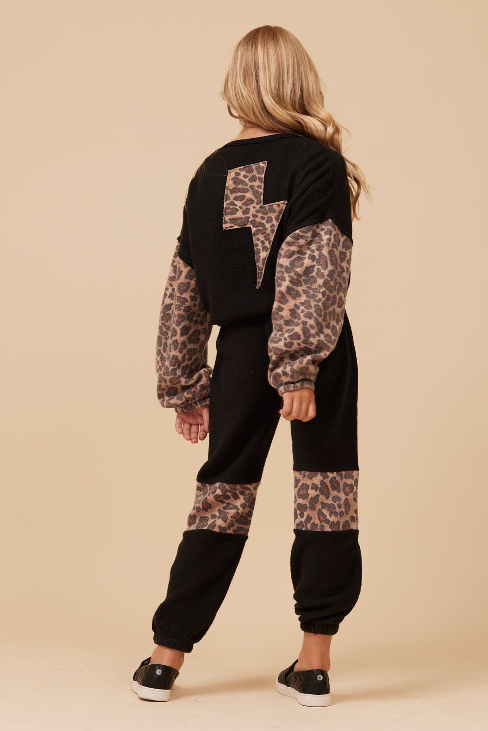 Reverse Fleece Leopard Insert Jogger sold by Vintage Havana product image thumbnail 2