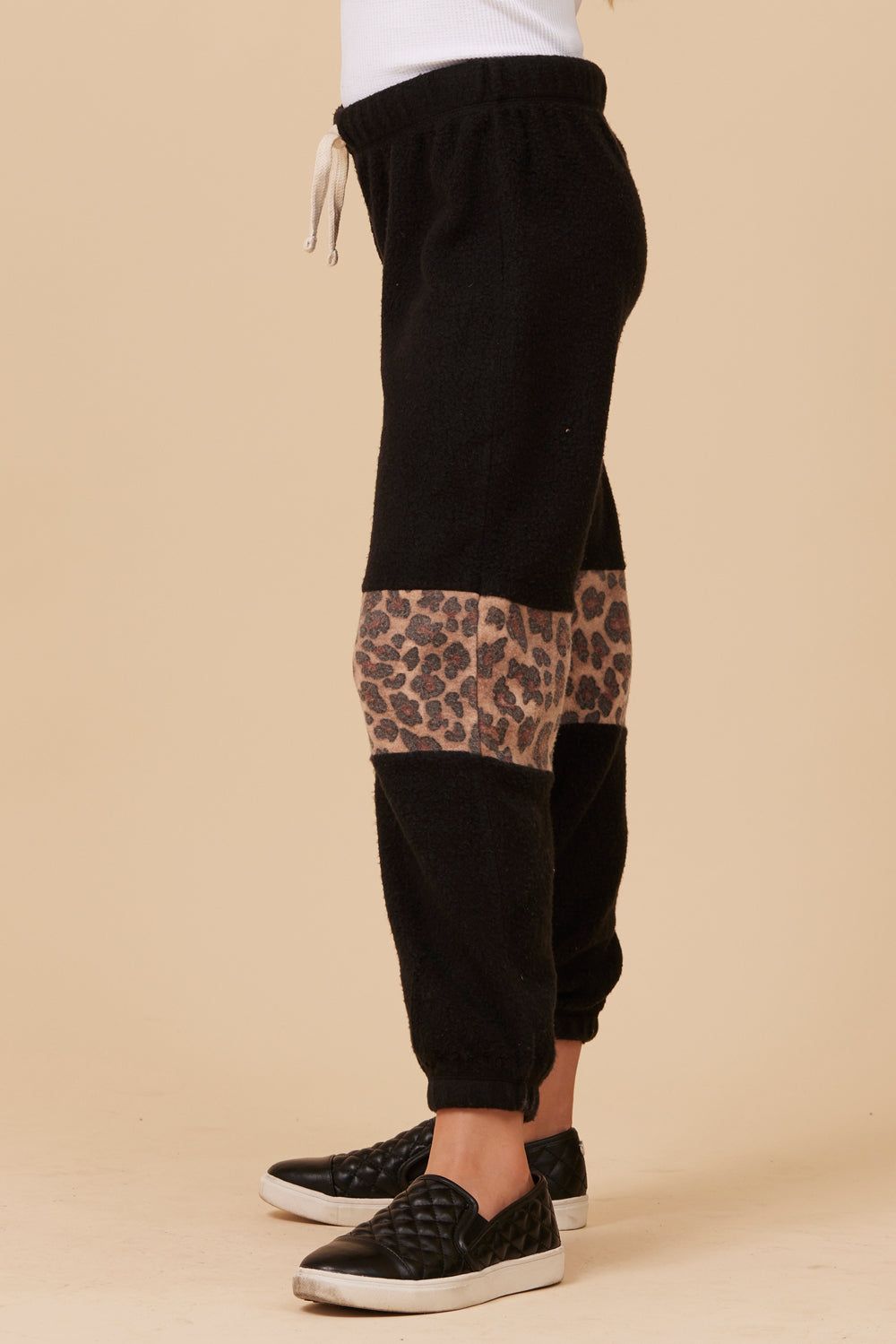 Reverse Fleece Leopard Insert Jogger sold by Vintage Havana product image thumbnail 4