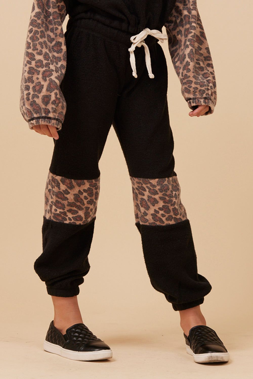 Reverse Fleece Leopard Insert Jogger sold by Vintage Havana