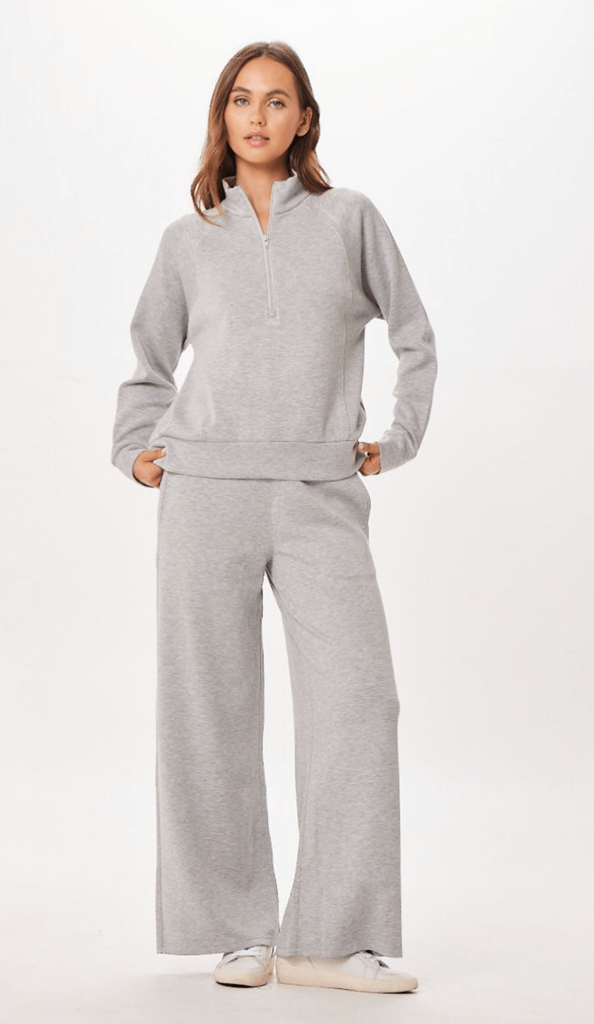 Heather Grey Cloud Fleece Half Zip Sweatshirt sold by Vintage Havana product image thumbnail 3