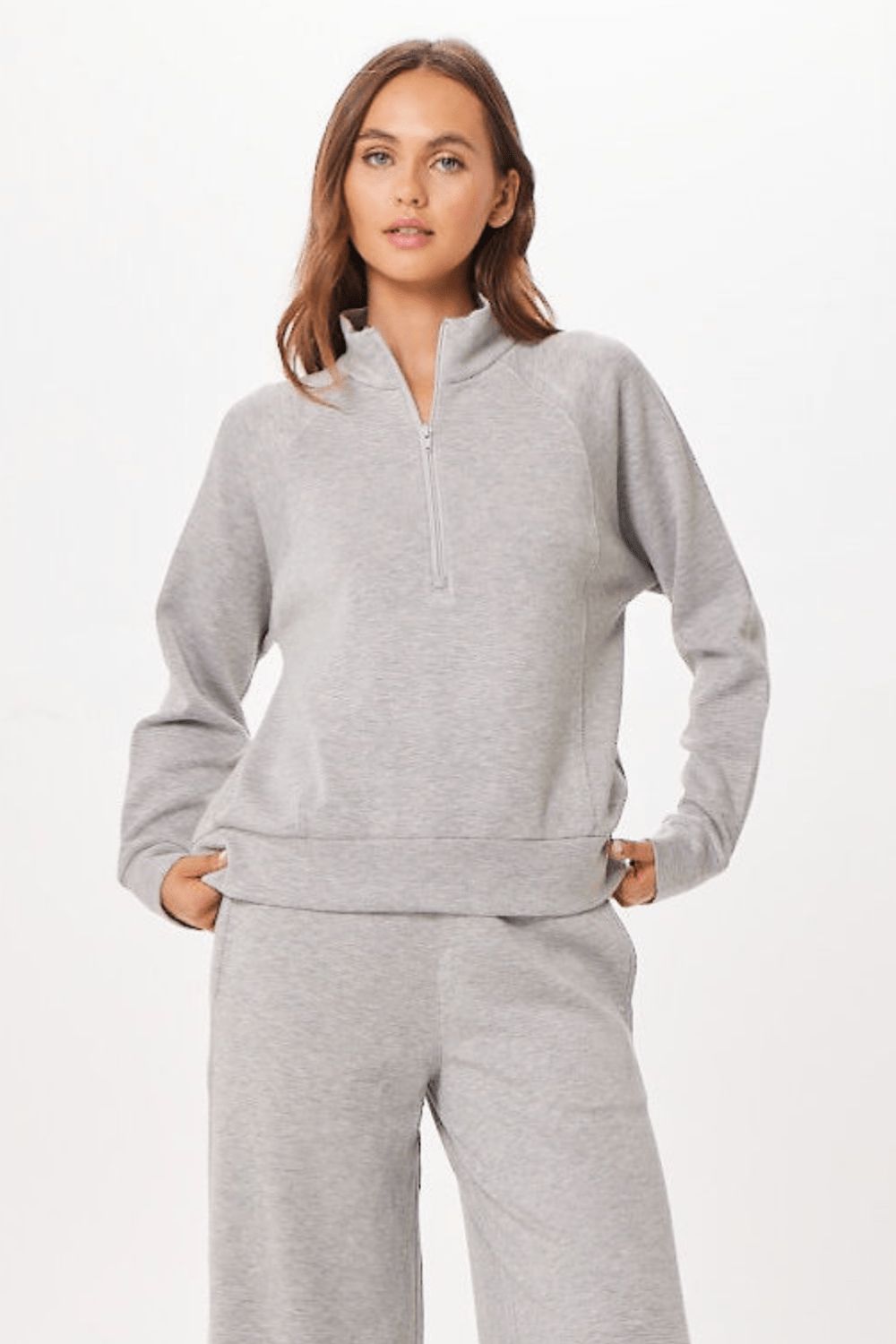 Heather Grey Cloud Fleece Half Zip Sweatshirt sold by Vintage Havana