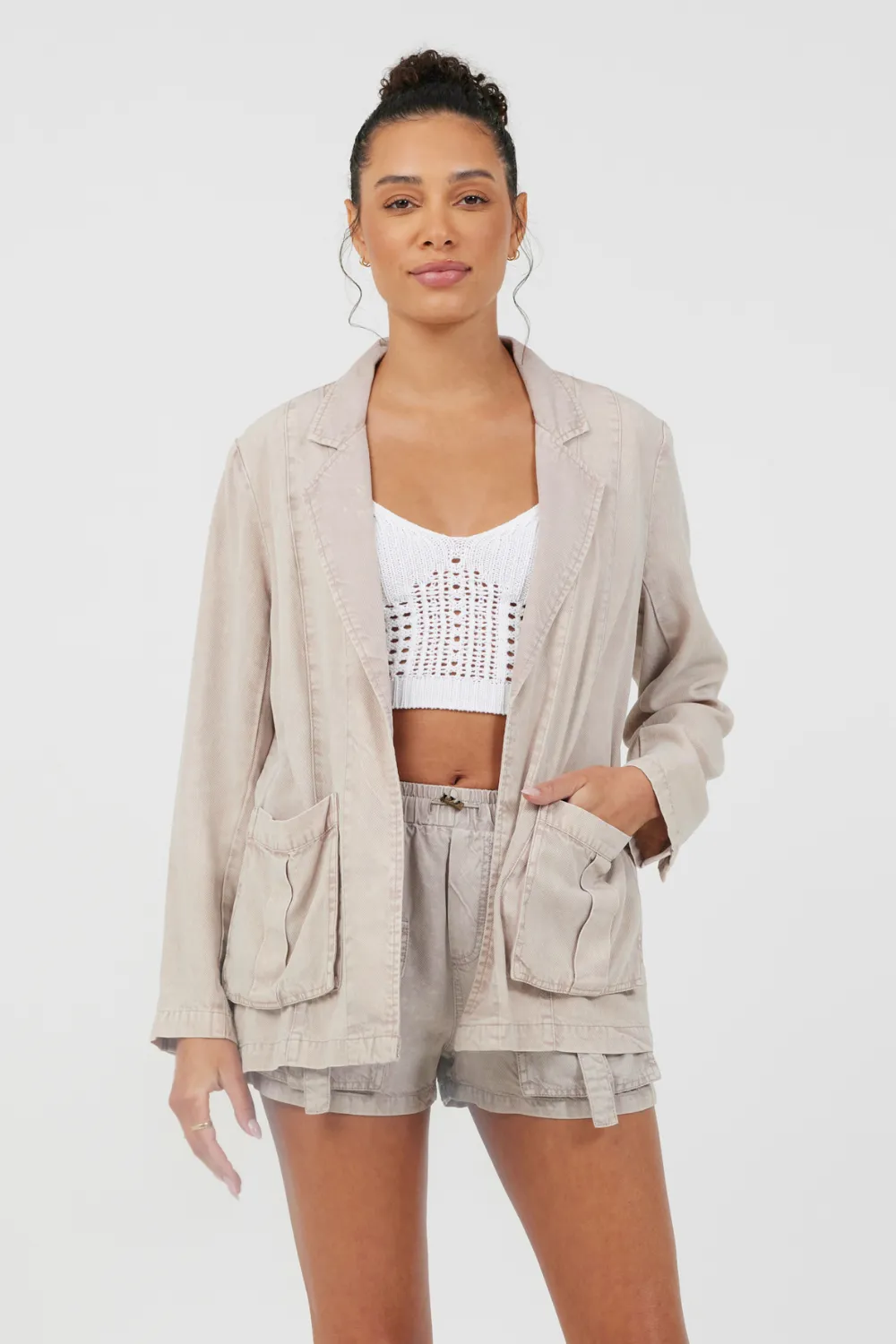 Khaki Tencel Blazer sold by Vintage Havana