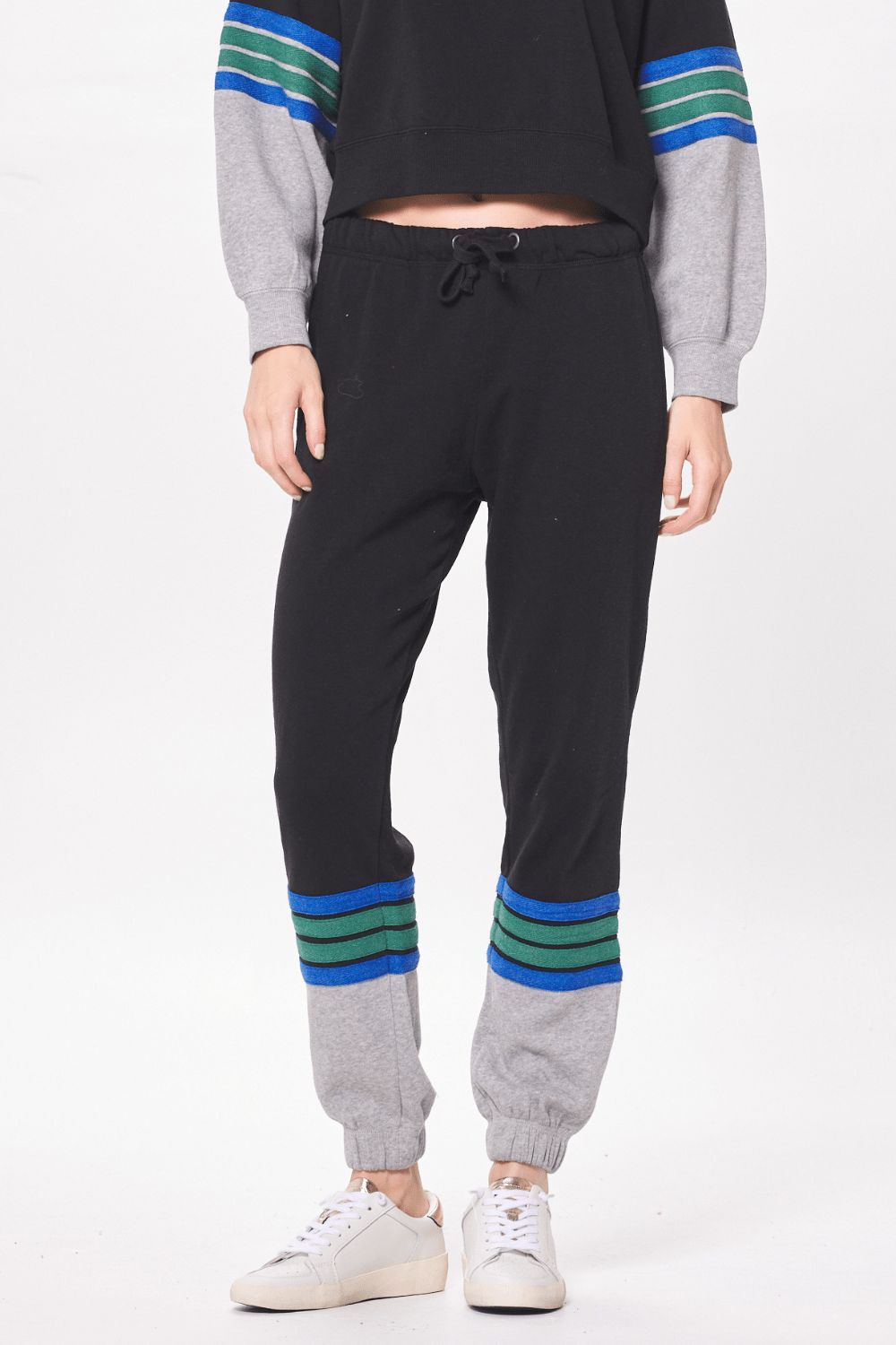 Black & Grey Fleece Jogger w/ Twill Tape sold by Vintage Havana