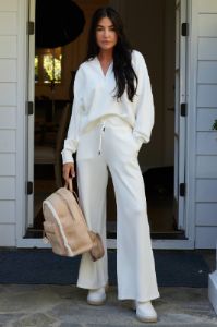 Bright Ivory Cloud Fleece Flare Pant sold by Vintage Havana