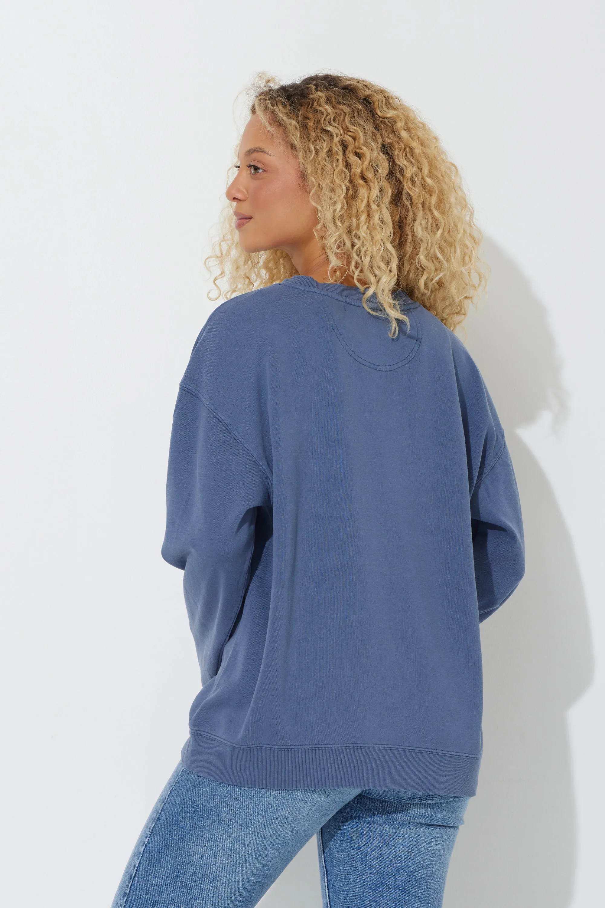 Navy "Wellness" Pigment Dyed Crewneck sold by Vintage Havana product image thumbnail 3