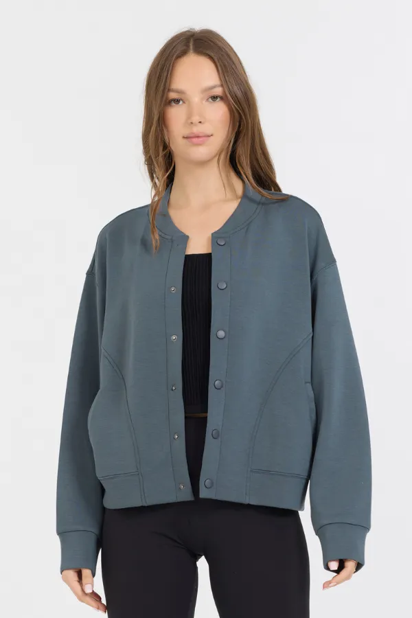 Mountain Grey Heavy Cloud Fleece Bomber Jacket sold by Vintage Havana