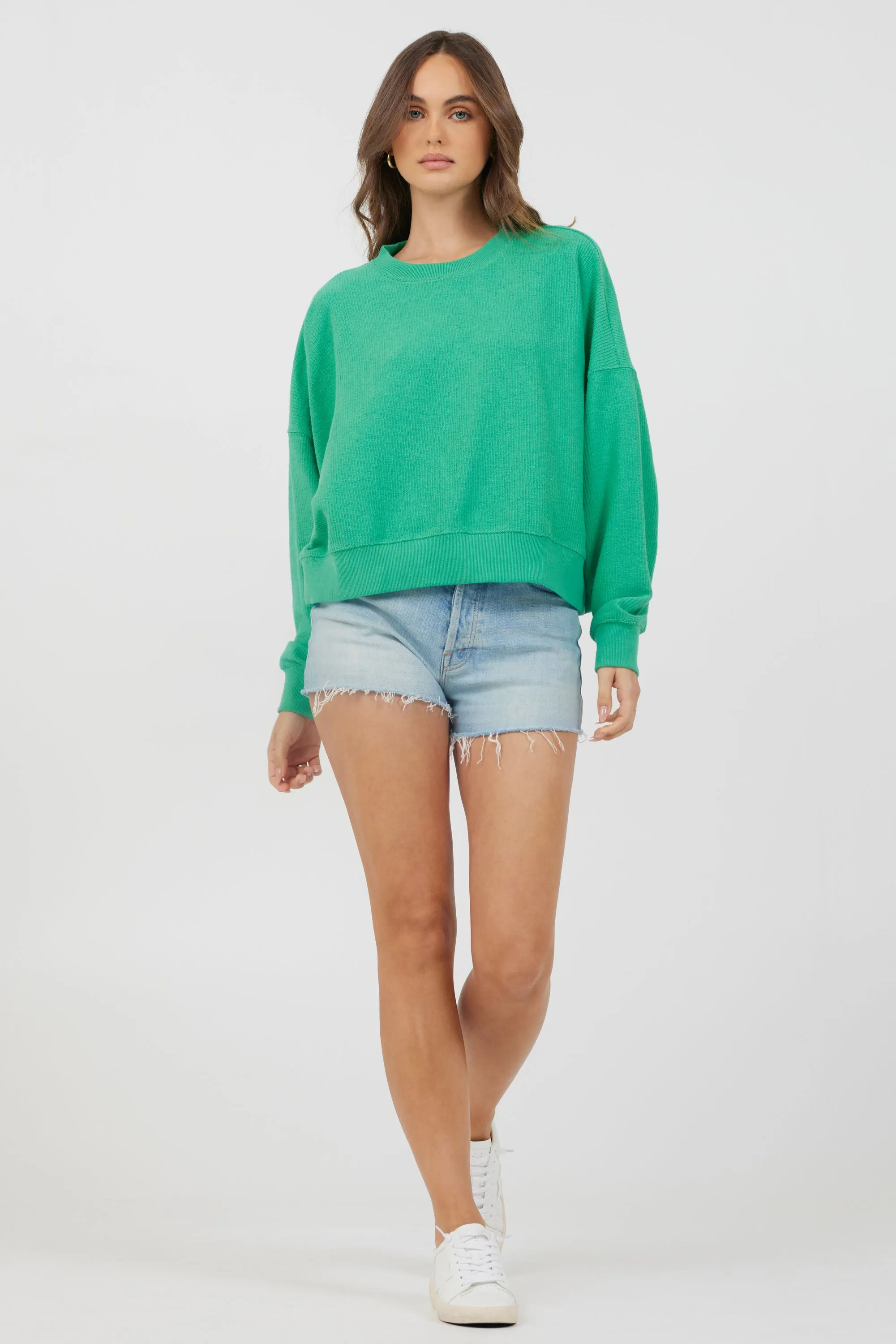Surf Green Washed Rib Crewneck sold by Vintage Havana product image thumbnail 3