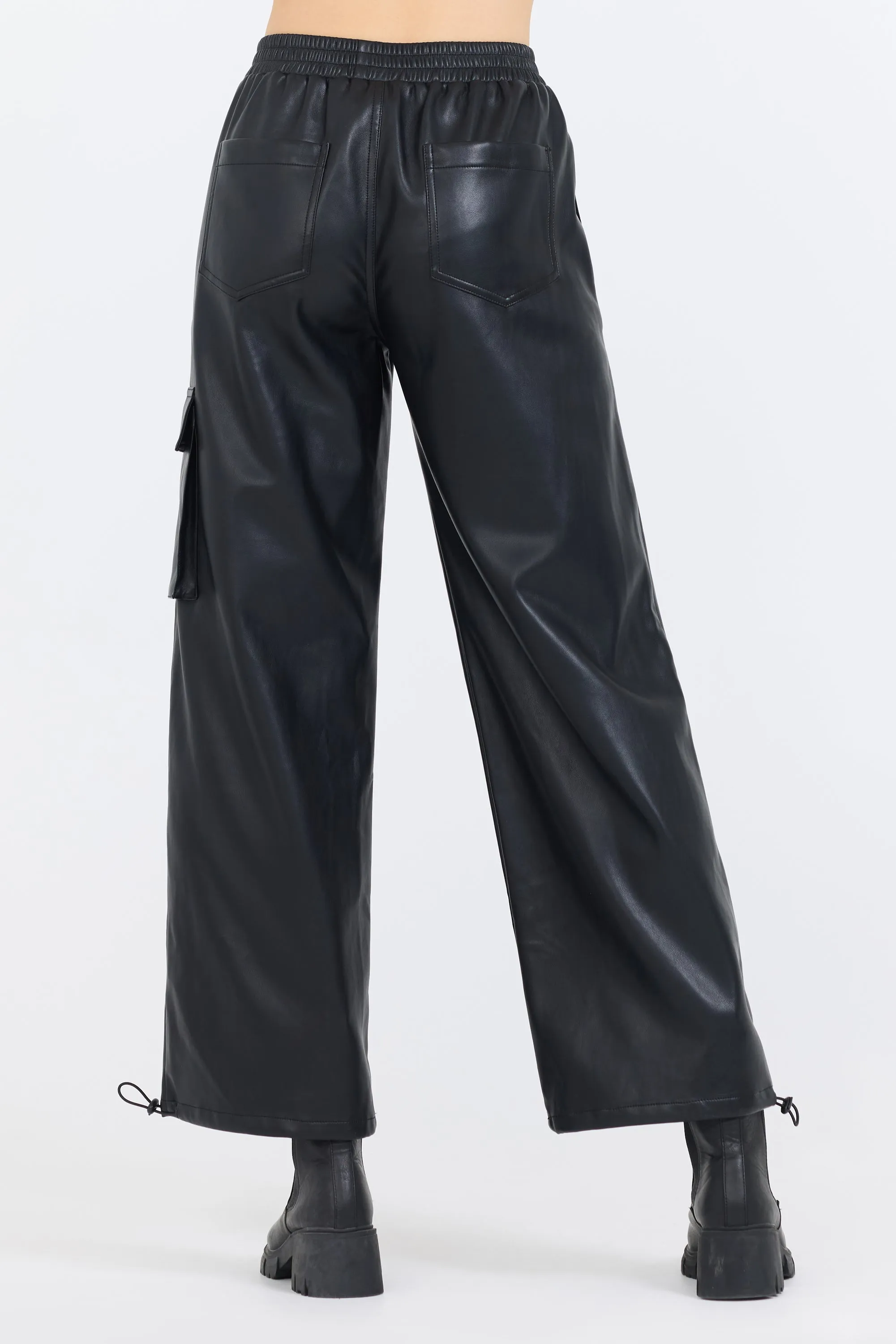 Black Leather Cargo Pants sold by Vintage Havana product image thumbnail 2