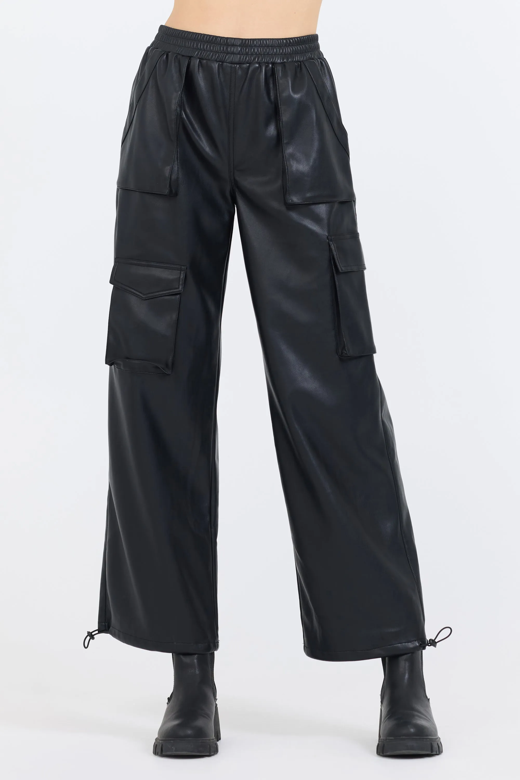Black Leather Cargo Pants sold by Vintage Havana