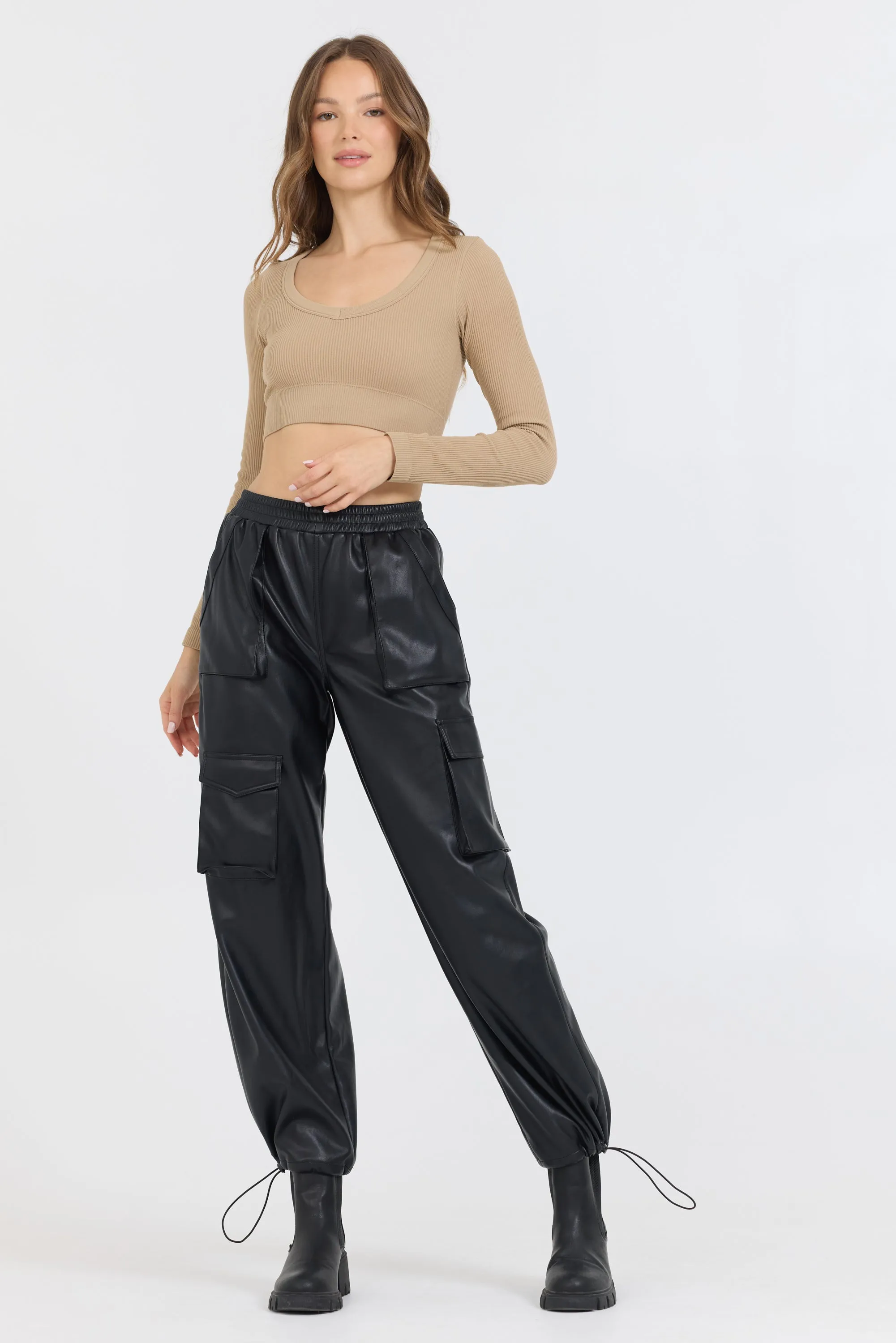 Black Leather Cargo Pants sold by Vintage Havana product image thumbnail 4