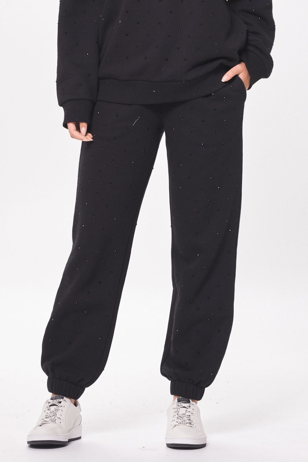 Black Fleece Jogger w/ Rhinestones sold by Vintage Havana