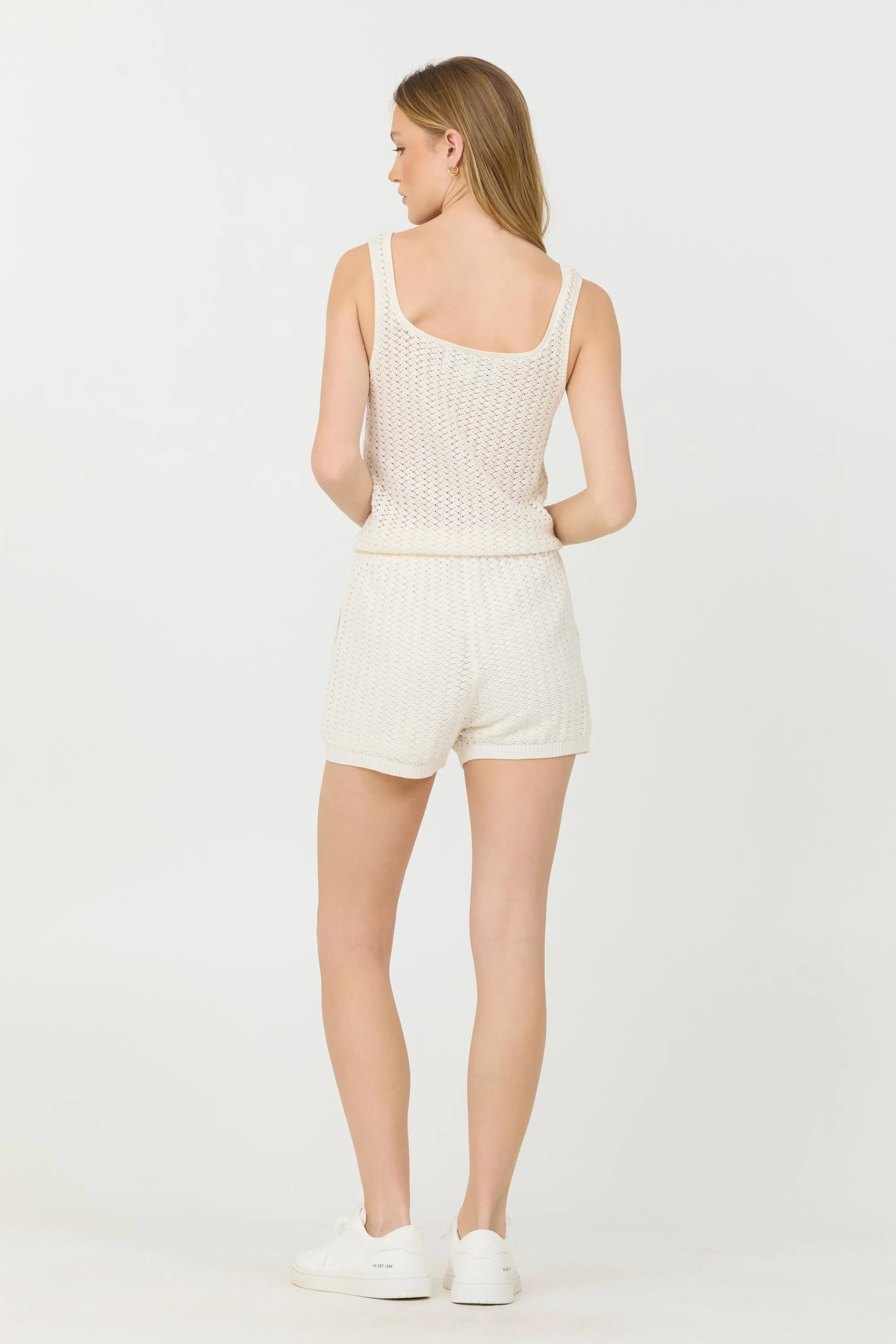 White Open Crochet Romper sold by Vintage Havana product image thumbnail 2