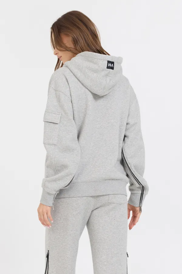 Pure Grey Contrast Black Zipper Hoodie sold by Vintage Havana product image thumbnail 2