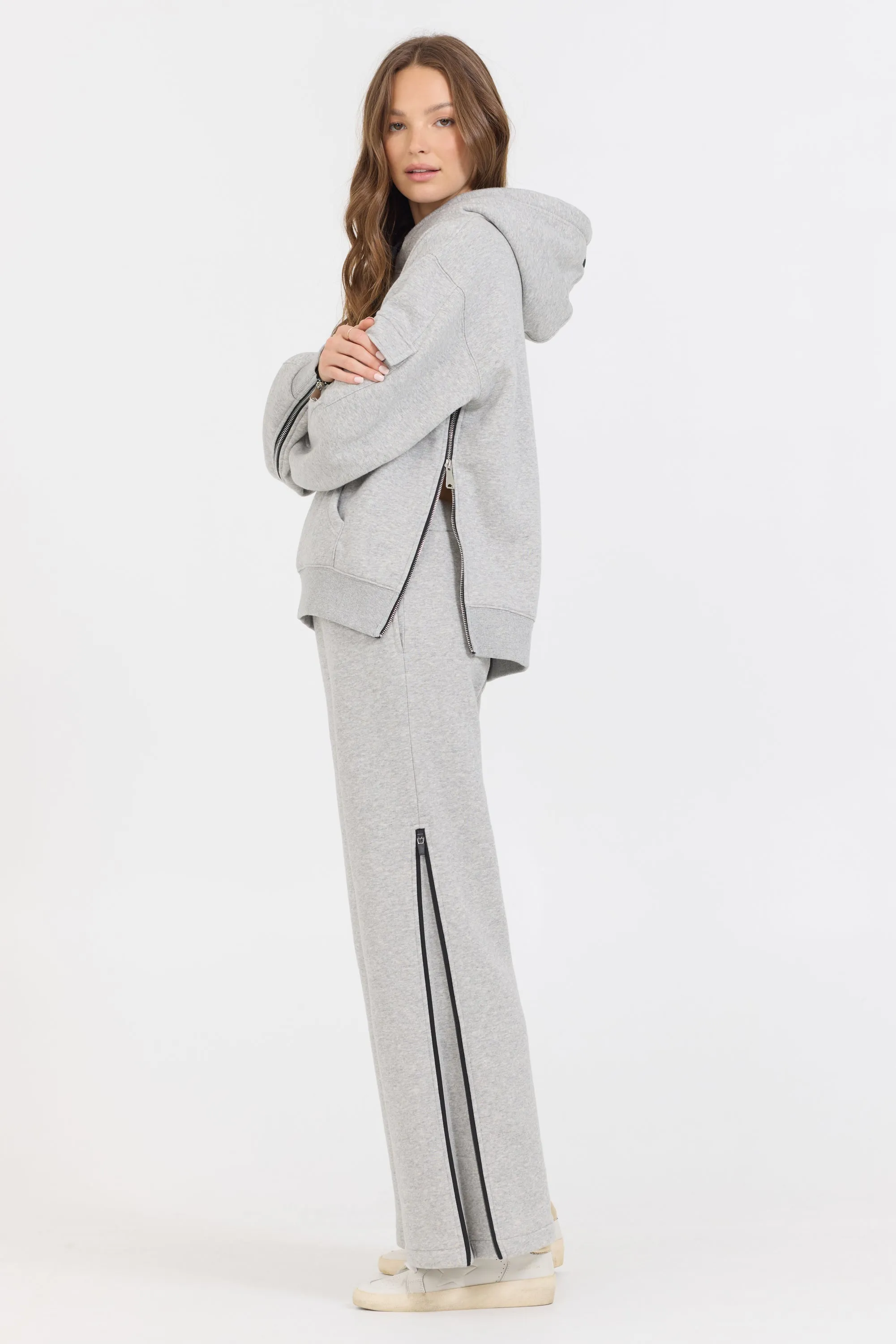 Pure Grey Contrast Black Zipper Hoodie sold by Vintage Havana product image thumbnail 4