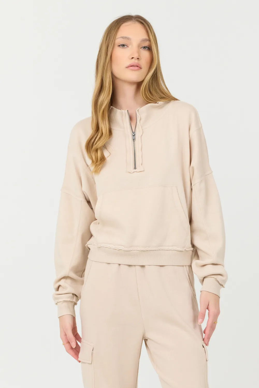 Vanilla Cream Cashmere Fleece Quarter Zip sold by Vintage Havana