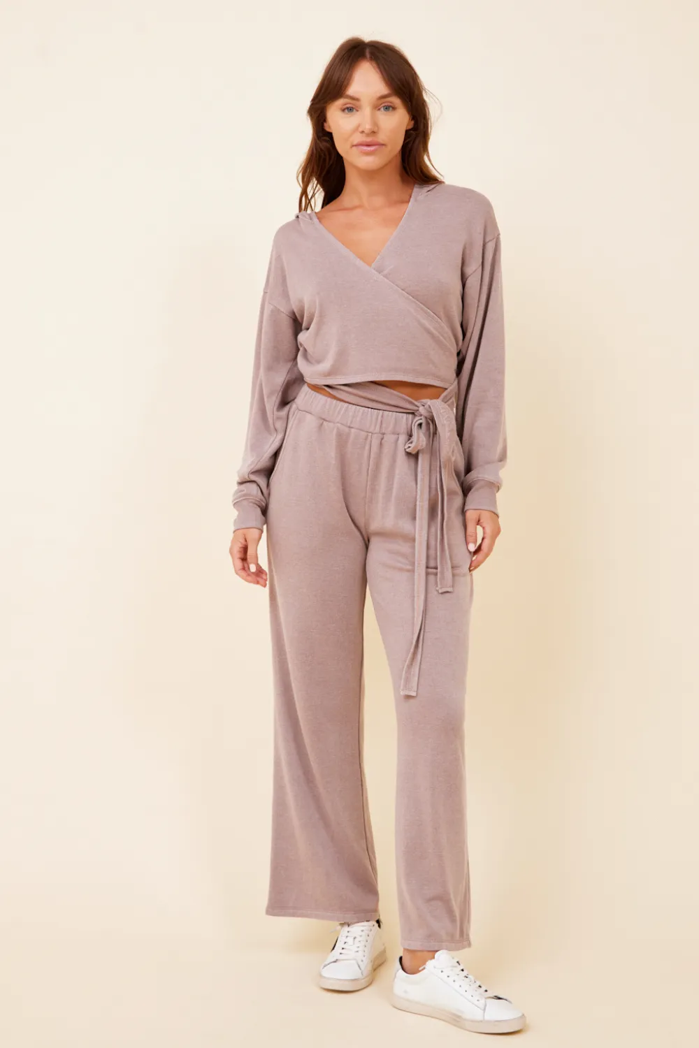 Washed Cobblestone Lightweight Fleece Surplice Hoodie sold by Vintage Havana product image thumbnail 3