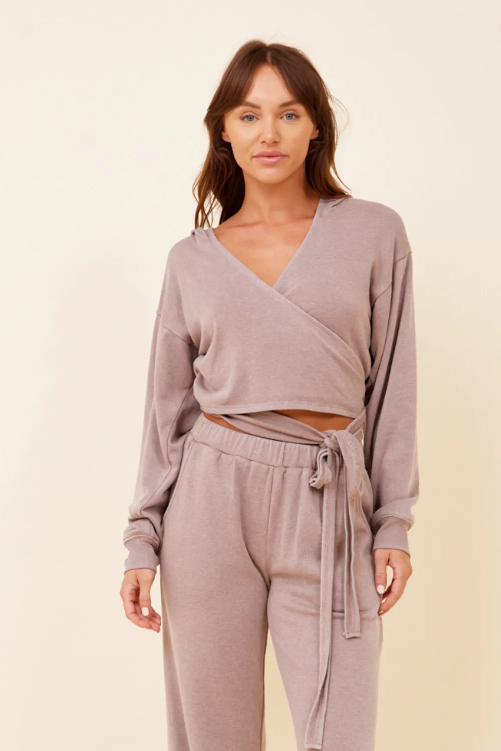 Washed Cobblestone Lightweight Fleece Surplice Hoodie sold by Vintage Havana