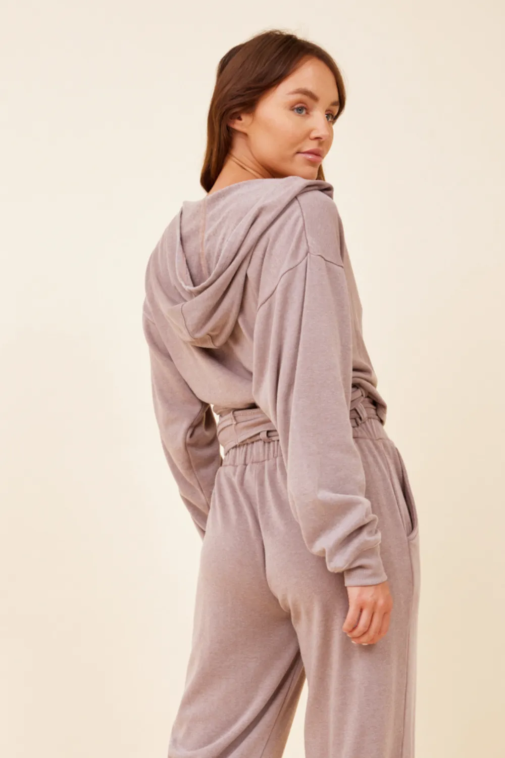 Washed Cobblestone Lightweight Fleece Surplice Hoodie sold by Vintage Havana product image thumbnail 2