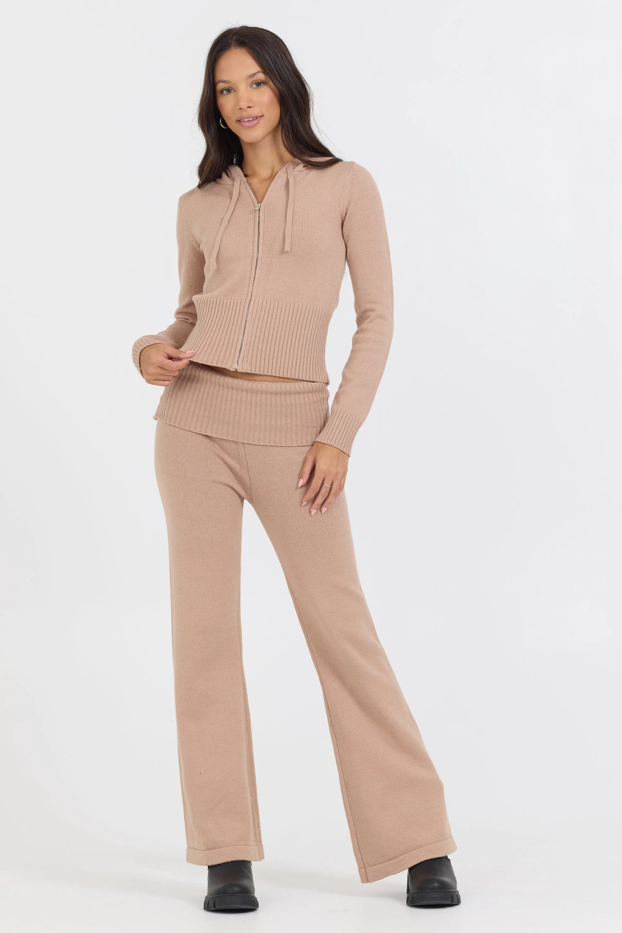 Salted Caramel Slim Fit Knit Fold Over Flare Pant sold by Vintage Havana product image thumbnail 4