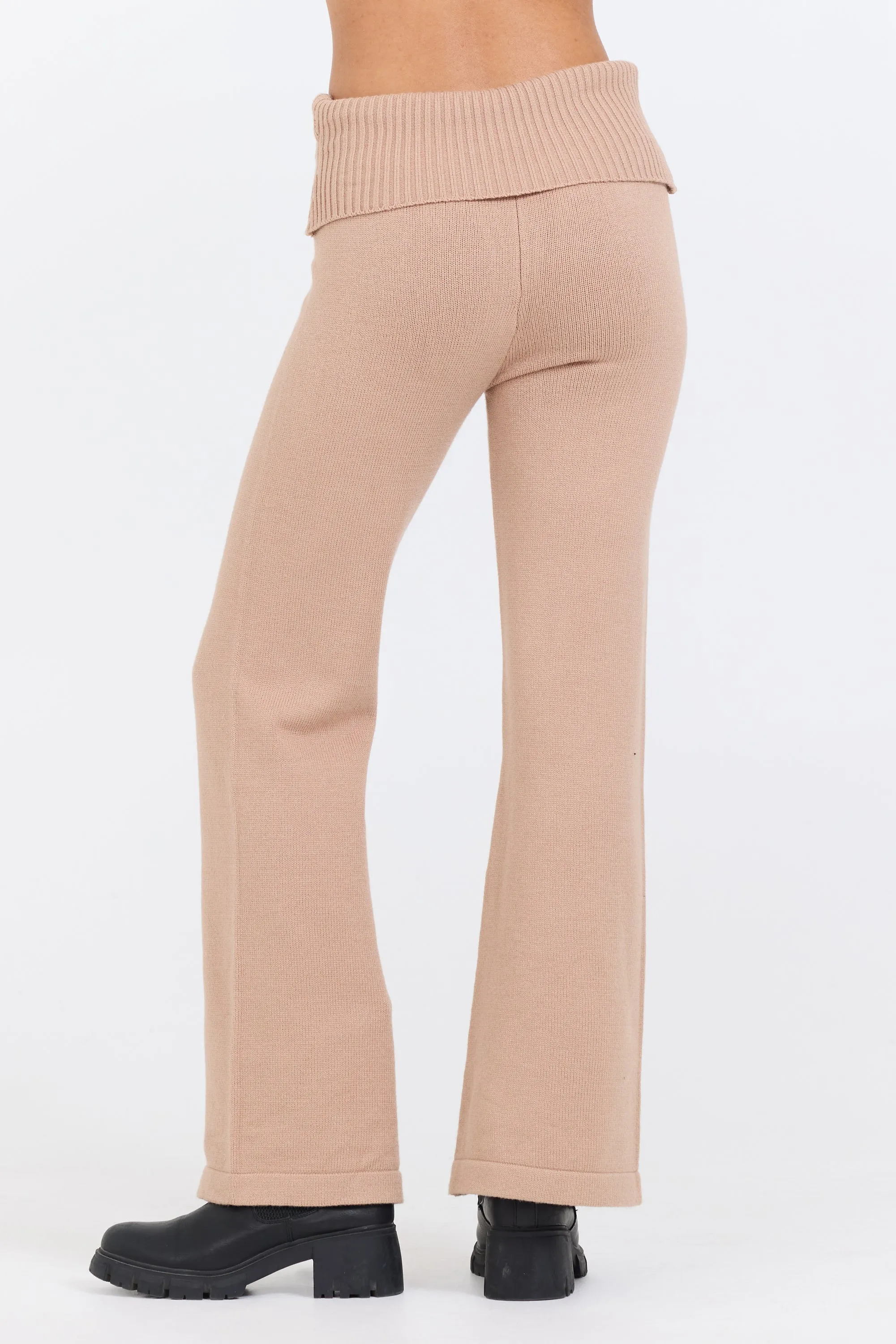 Salted Caramel Slim Fit Knit Fold Over Flare Pant sold by Vintage Havana product image thumbnail 3