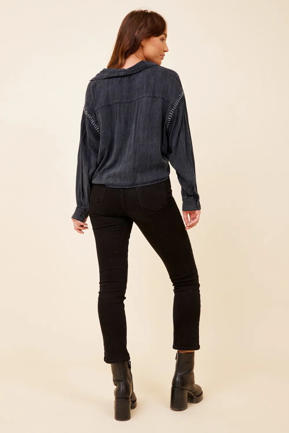 Washed Navy Tencel W/ Med Grey Stitching sold by Vintage Havana product image thumbnail 4