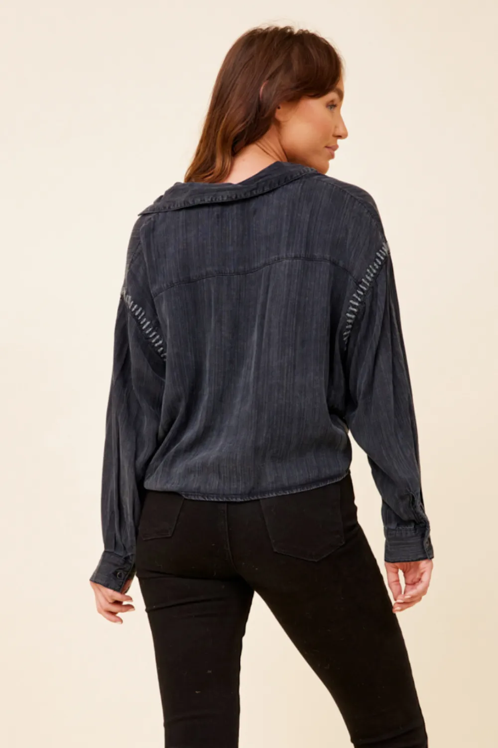 Washed Navy Tencel W/ Med Grey Stitching sold by Vintage Havana product image thumbnail 2