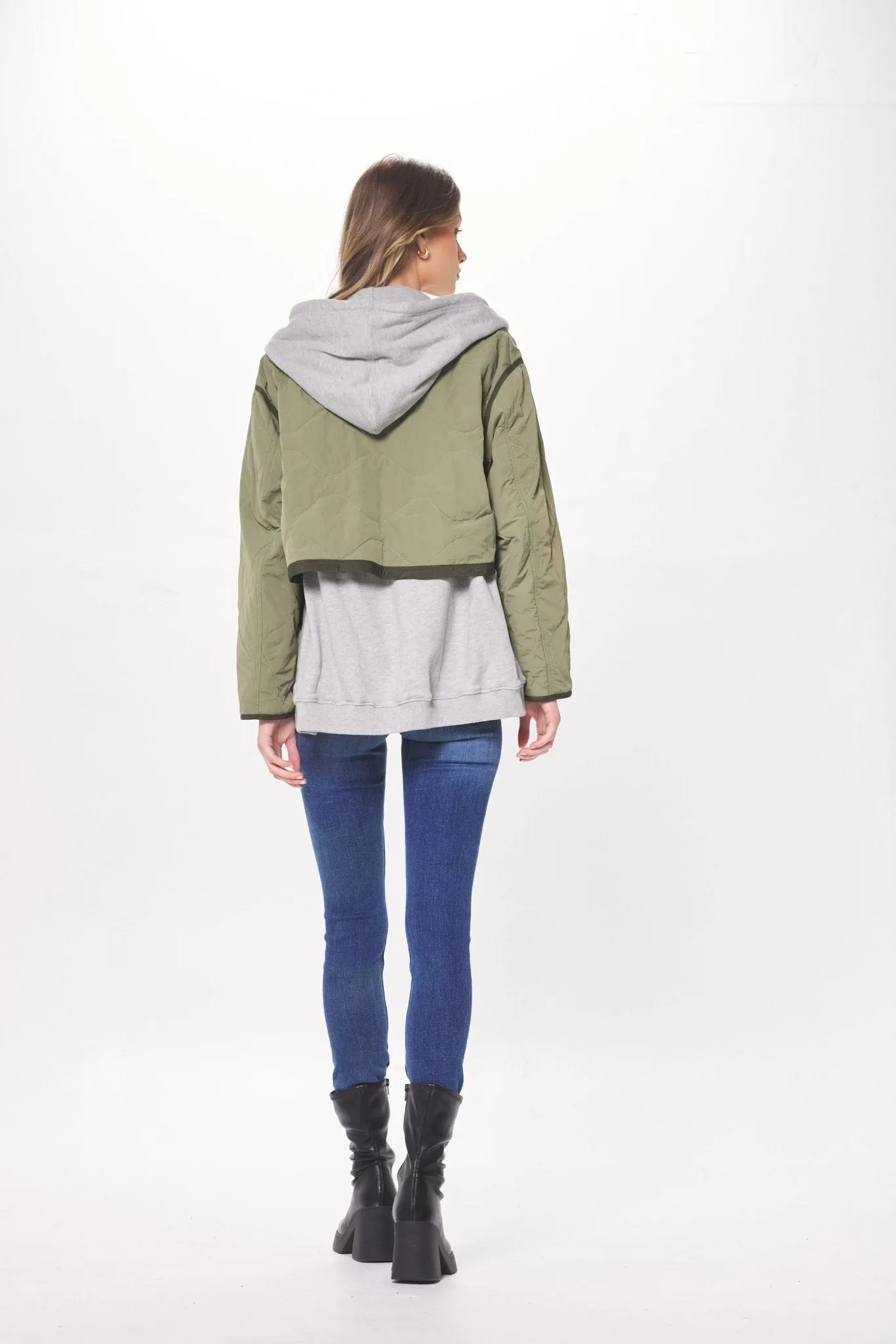 Heather Grey & Olive Combo Layered Jacket sold by Vintage Havana product image thumbnail 4