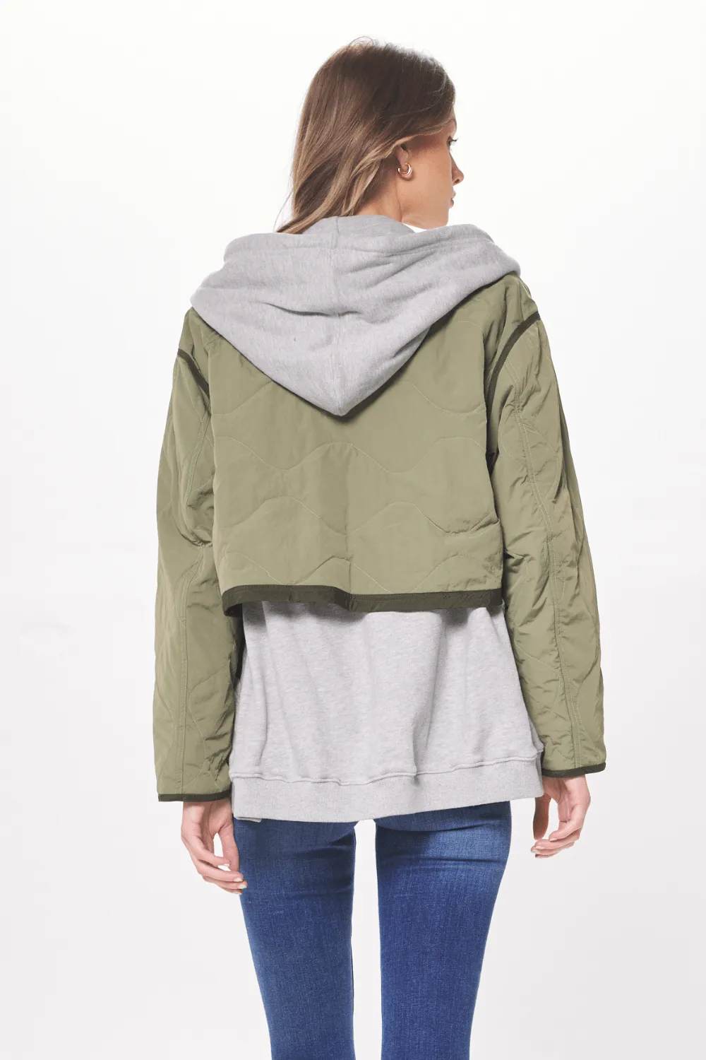 Heather Grey & Olive Combo Layered Jacket sold by Vintage Havana product image thumbnail 2