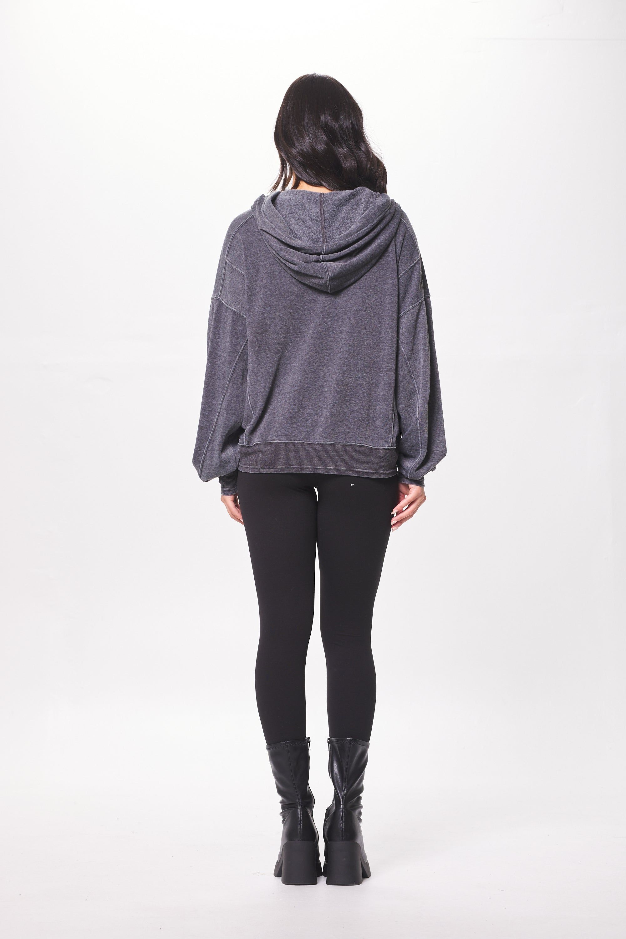 Washed Charcoal Cashmere Fleece Hoodie sold by Vintage Havana product image thumbnail 4