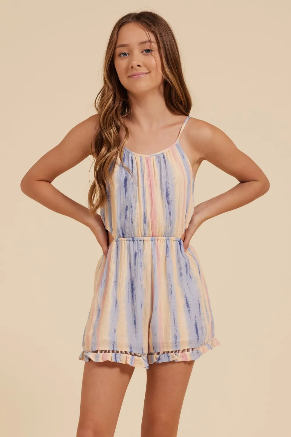 Pastel Stripe Cut Out Romper sold by Vintage Havana