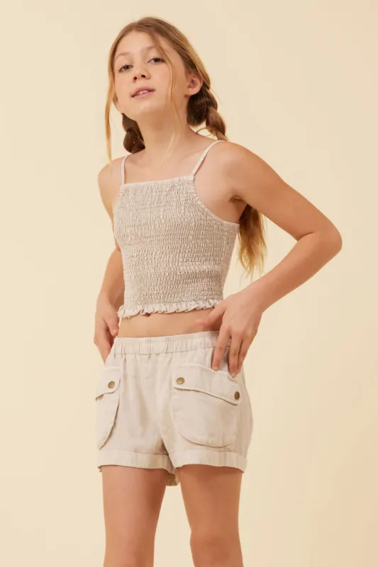 Soft Tan Streaky Tencel Rushed Tank Top sold by Vintage Havana
