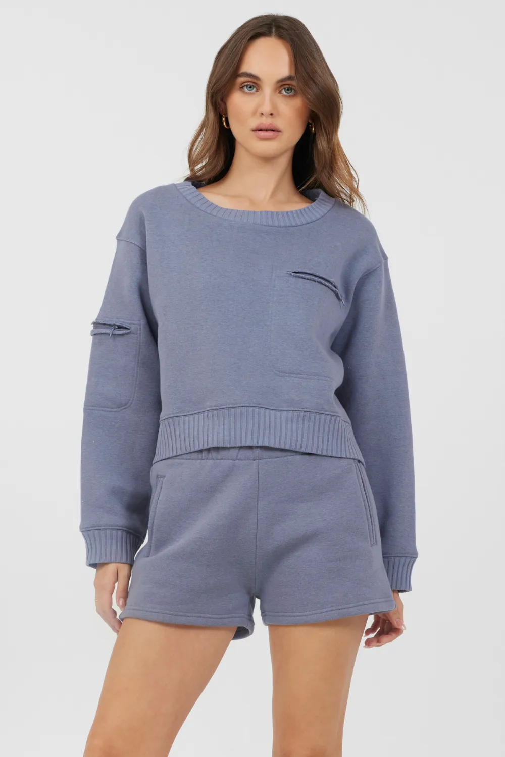 Storm Blue Essential Fleece Crewneck sold by Vintage Havana product image thumbnail 3