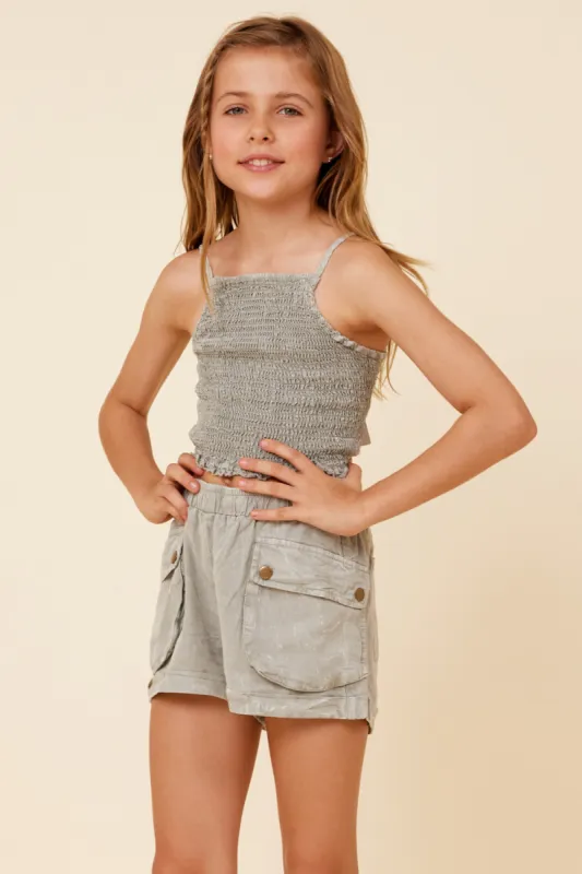 Soft Olive Streaky Tencel Rushed Tank Top sold by Vintage Havana