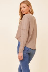 Mocha w/ Seashell Thermal Rib Crewneck sold by Vintage Havana