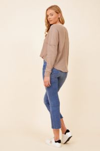 Mocha w/ Seashell Thermal Rib Crewneck sold by Vintage Havana
