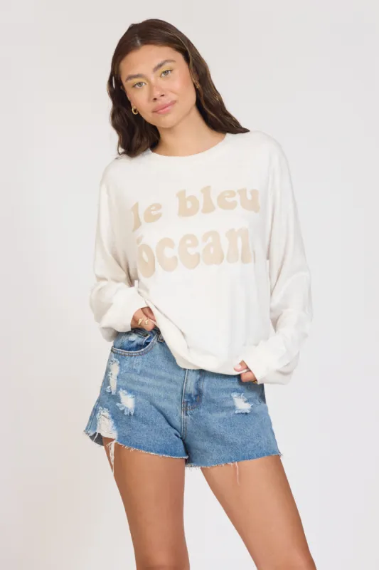 "le bleu ocean" Sandbar Solid Hacci Crewneck sold by Vintage Havana