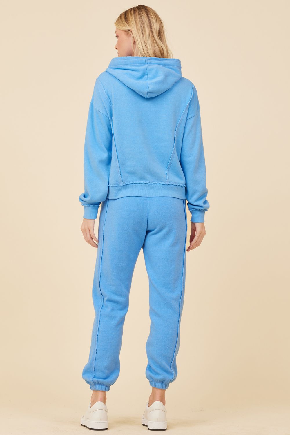 French Blue Solid Burnout Fleece Pullover Hoodie sold by Vintage Havana product image thumbnail 4