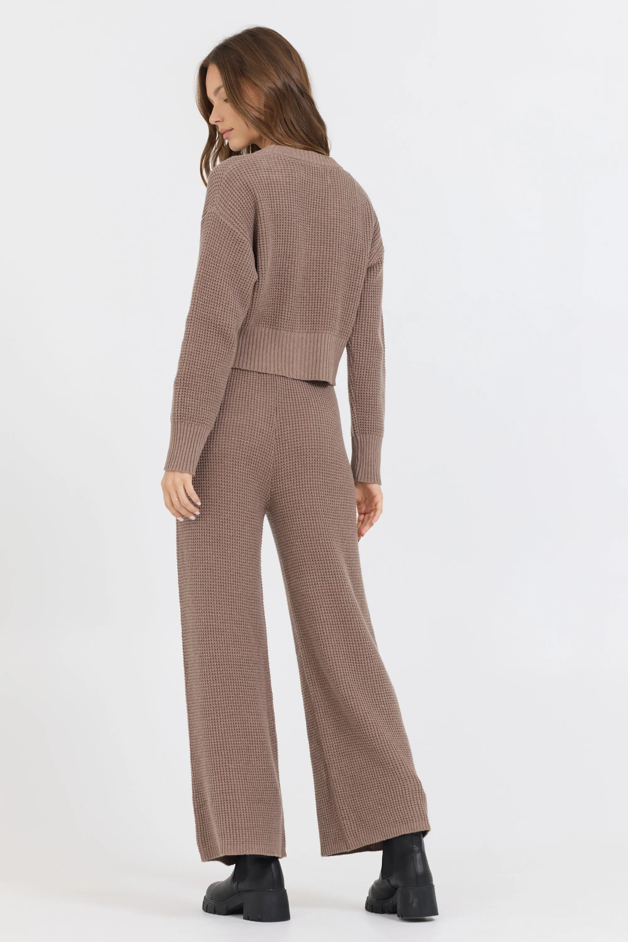 Heather Brown Waffle Knit Flare Pant sold by Vintage Havana product image thumbnail 5