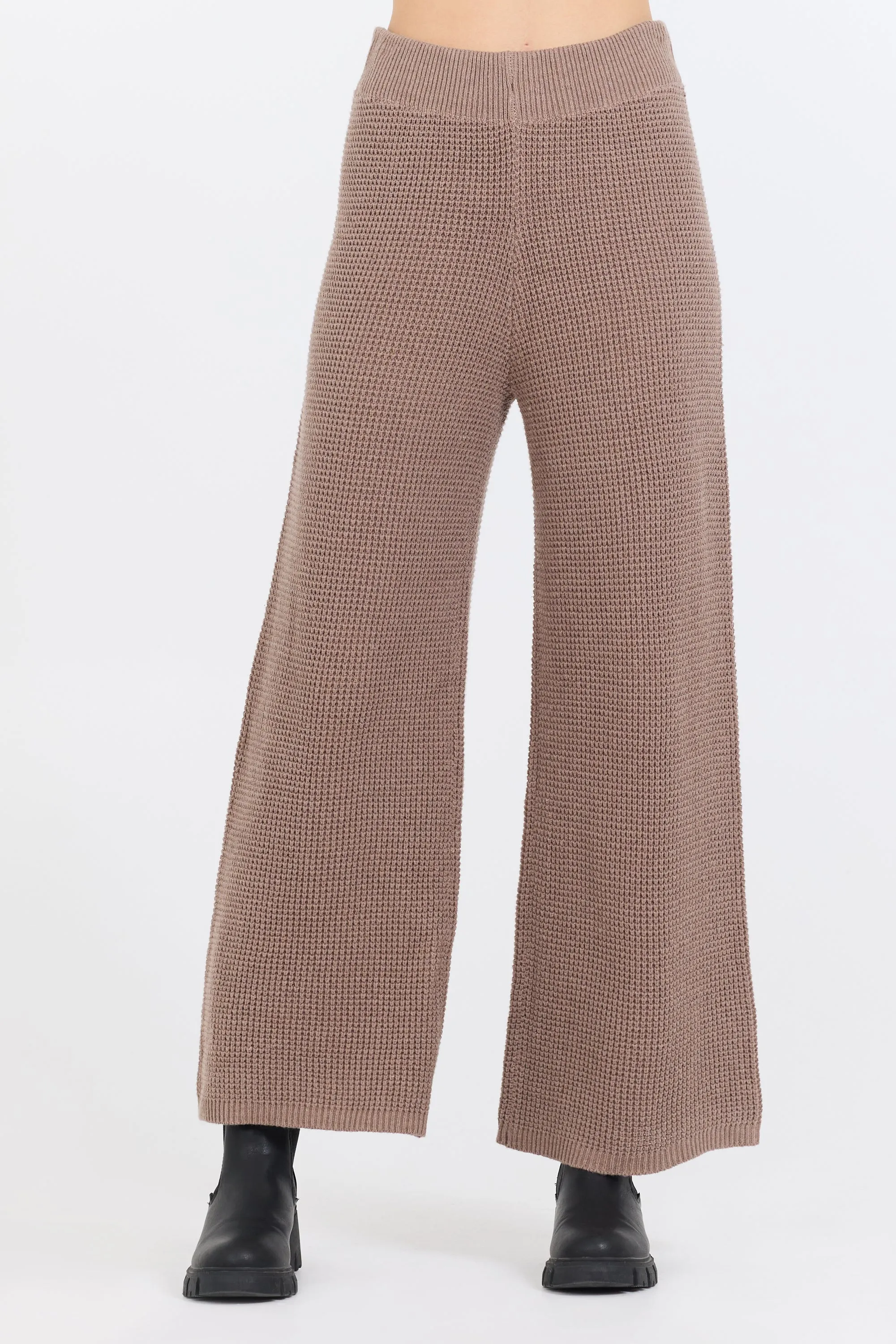 Heather Brown Waffle Knit Flare Pant sold by Vintage Havana