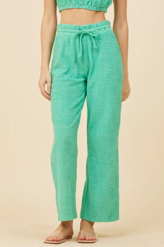 Surf Green Corded Terry Wide Leg Pant sold by Vintage Havana