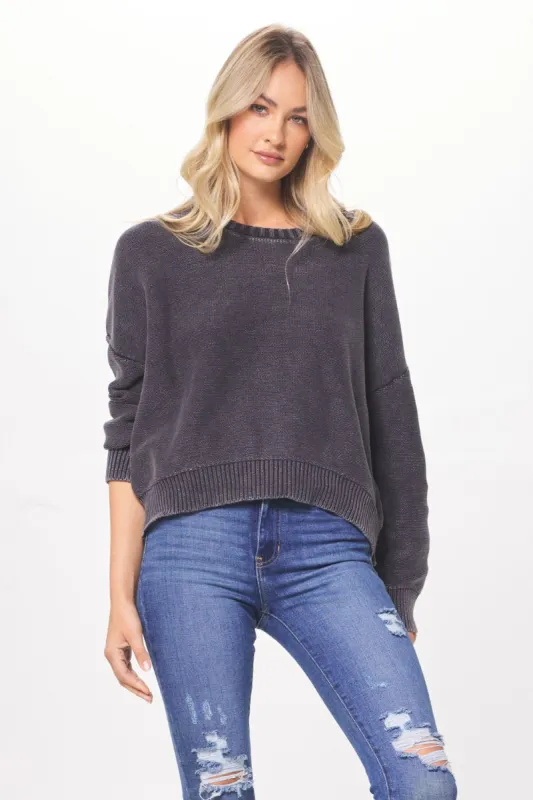 Washed Black & Print Sweater w/ Zipper sold by Vintage Havana