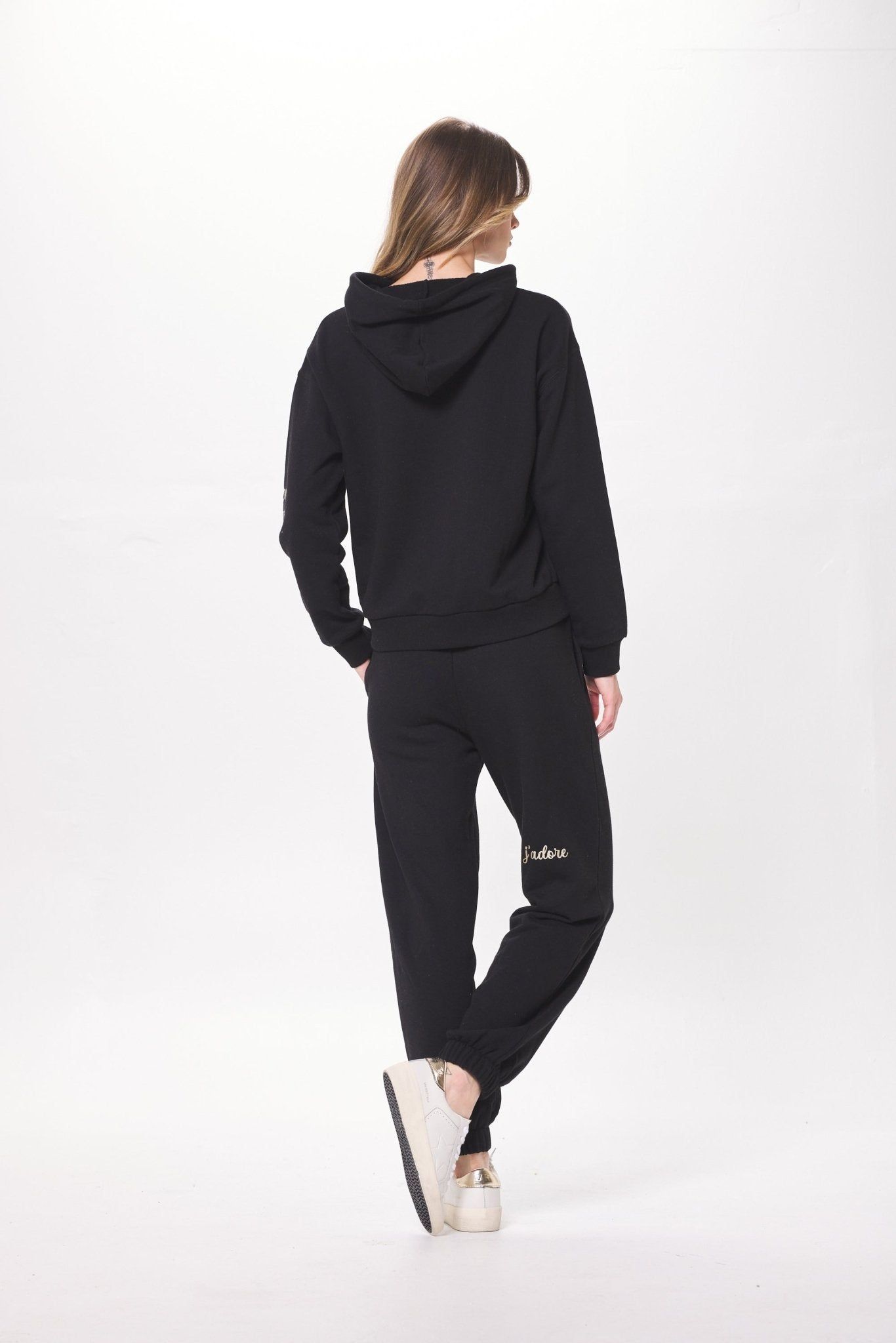 Black Paris Applique Fleece Joggers sold by Vintage Havana product image thumbnail 4